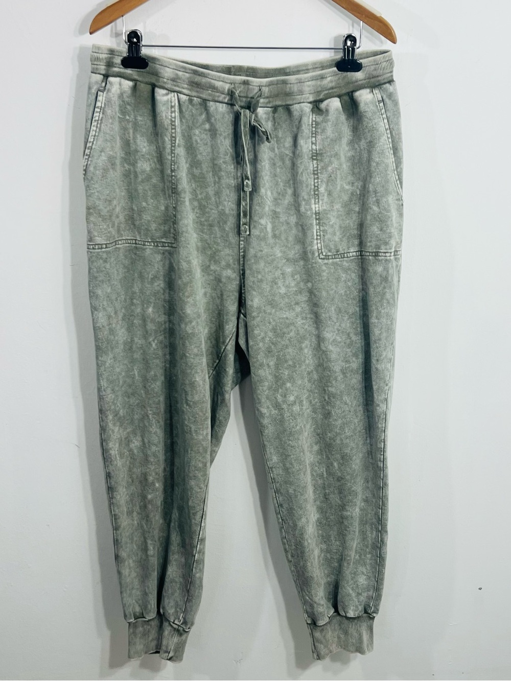 Jane & Delancey Washed Green Pull On Draw String Joggers Casual Comfy Size 1X